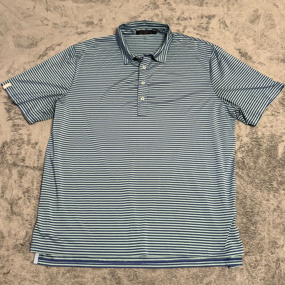 RLX Ralph Lauren Striped Short Sleeve Golf Polo Green/Blue Sz XL